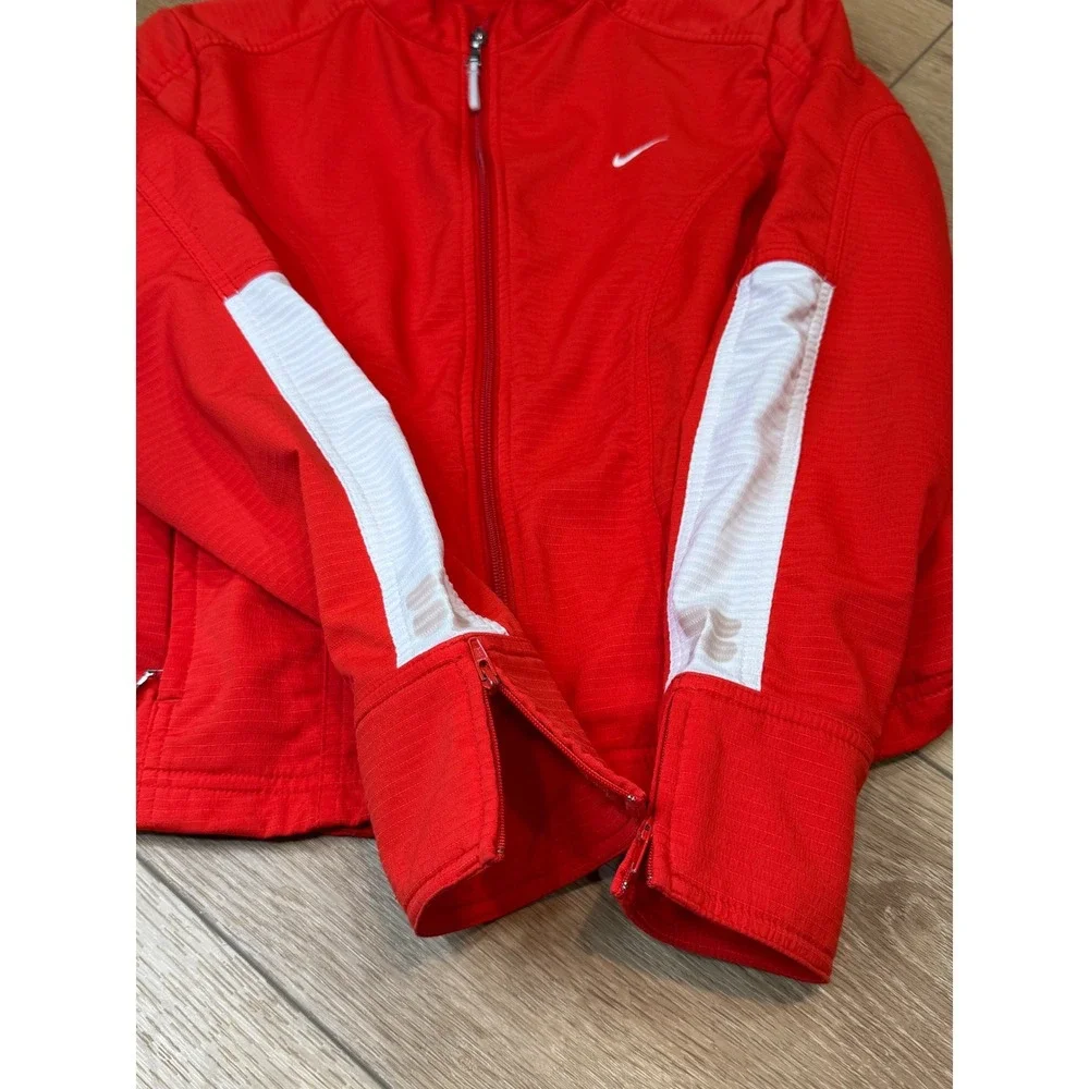 Nike Sphere Dry Womens Red Full Zip Running Jacket Size M Track Workout Training